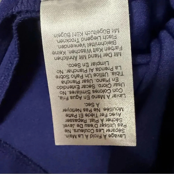 DKNY Blue Purple Knee Length Dress with Pleated Sleeves and Stud Detail - Picture 7 of 7